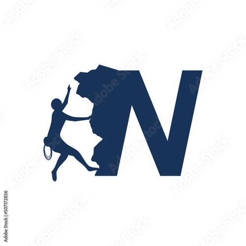 Rock climber logo with alphabet
