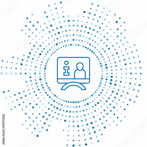 Blue line Television report icon isolated on white background. TV news. Abstract circle random dots. Vector