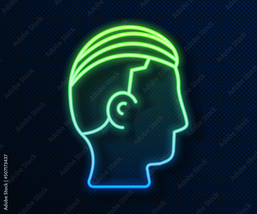Glowing neon line Hairstyle for men icon isolated on blue background. Vector Glowing neon line Hairstyle for men icon isolated on blue background. Vector