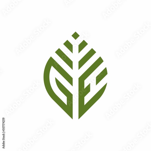 Initial letter GH abstract leaf logo design symbol