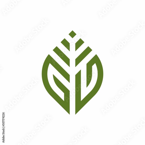 Initial letter GL abstract leaf logo design symbol