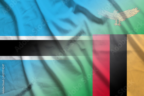 Botswana and Zambia political flag international contract ZMB BWA photo