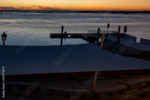 Sunset of marshlands of Faro city