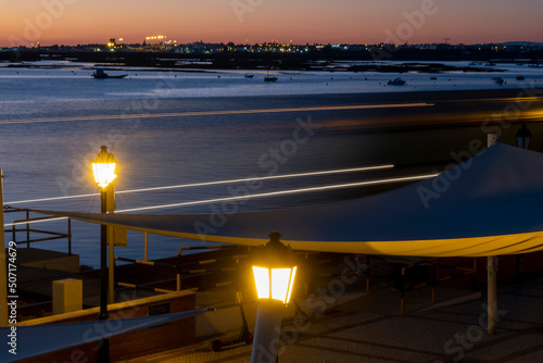 Sunset of marshlands of Faro city
