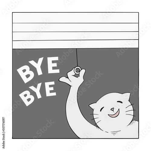 Cat in windows illustration