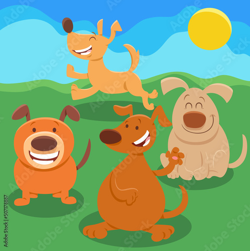 funny cartoon dogs animal characters group