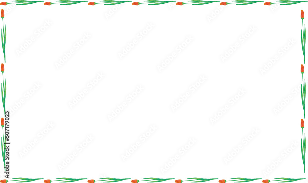 Obraz premium Watercolor Flower Border Frame