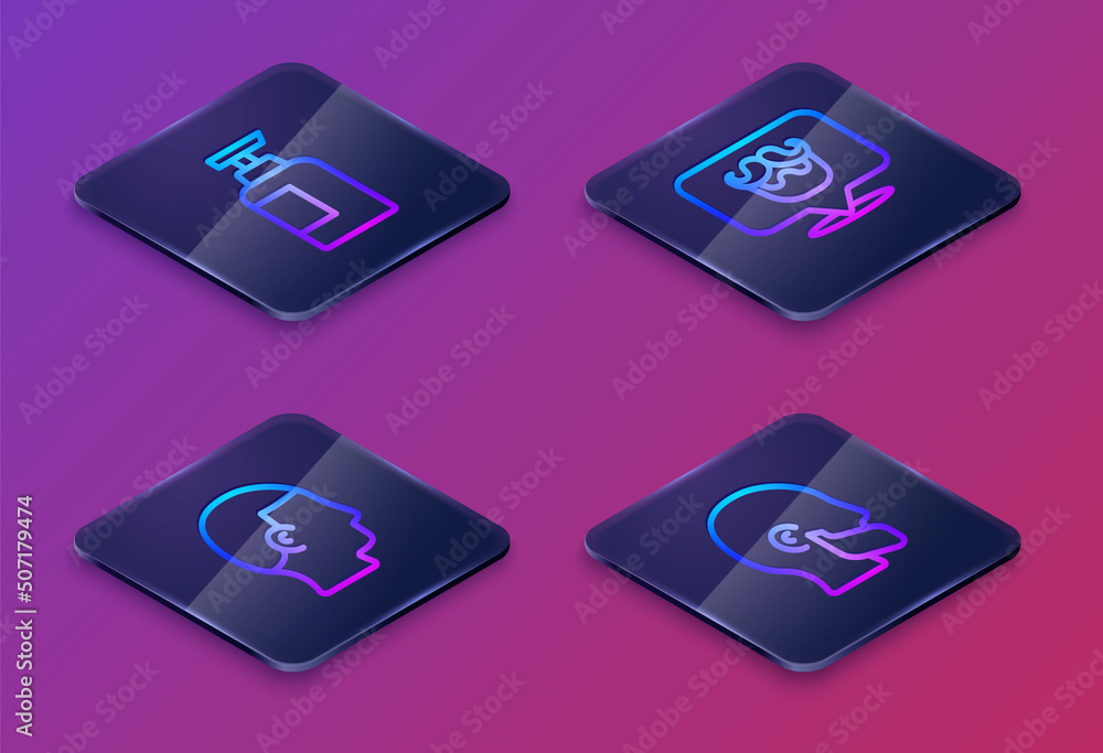 custom made wallpaper toronto digitalSet Isometric line Bottle of shampoo, Hairstyle for men, Barbershop and Mustache and beard. Blue square button. Vector