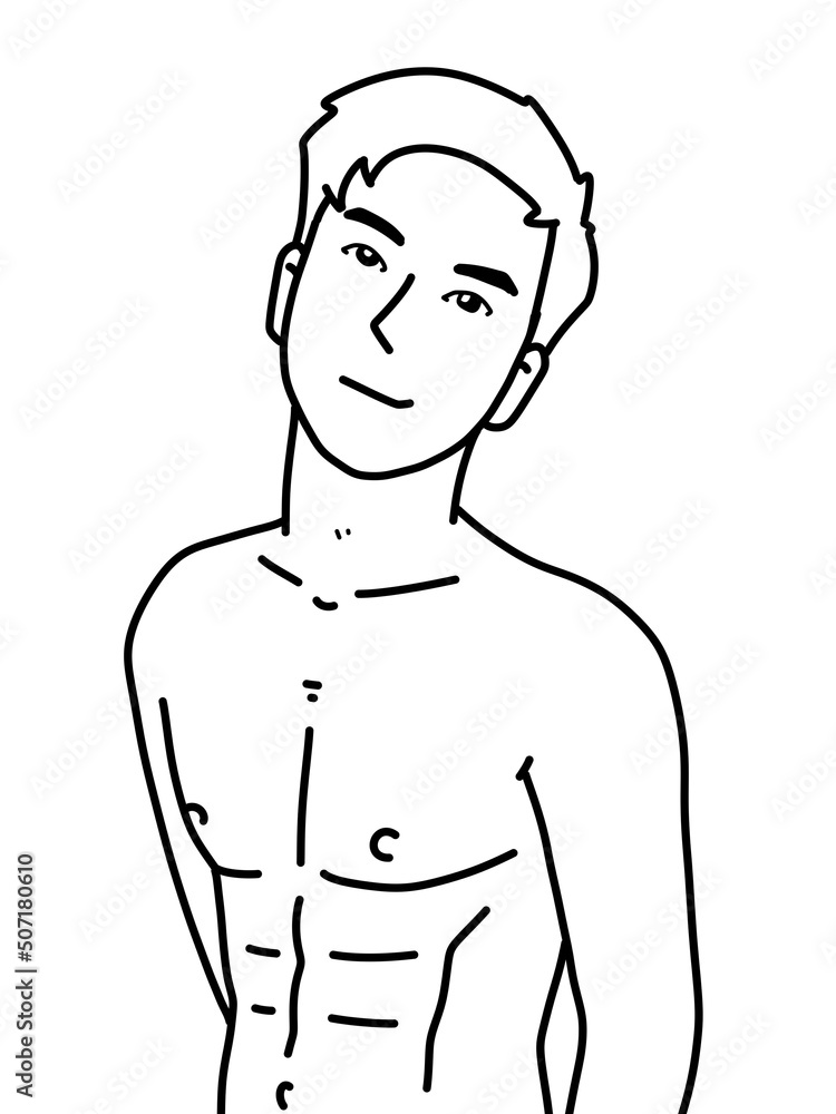 Fototapeta premium black and white of man cartoon for coloring