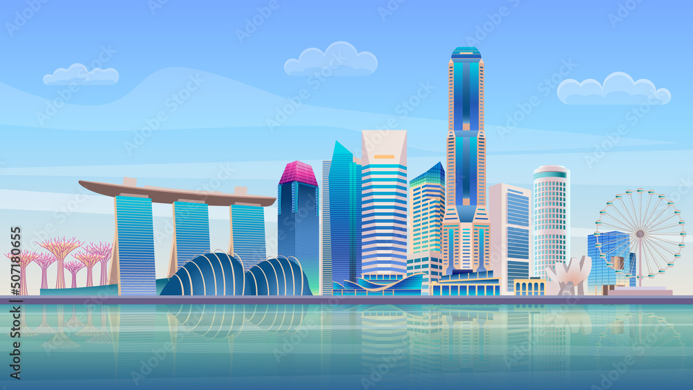 Singapore City panorama skyline. High skyscrapers modern cityscape