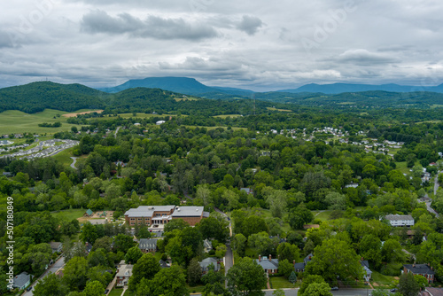 Aerial view of Lexington, Virginia.  photo