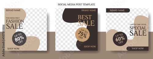 fashion sale social media post template design in neutral color. business vector illustration