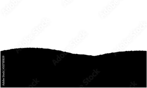 grassy hill black silhouette, grassy border