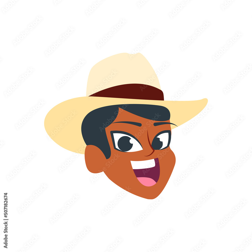 Isolated typical muleteer face colombian culture Vector illustration