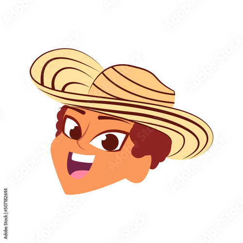 Isolated typical muleteer face colombian culture Vector illustration photo