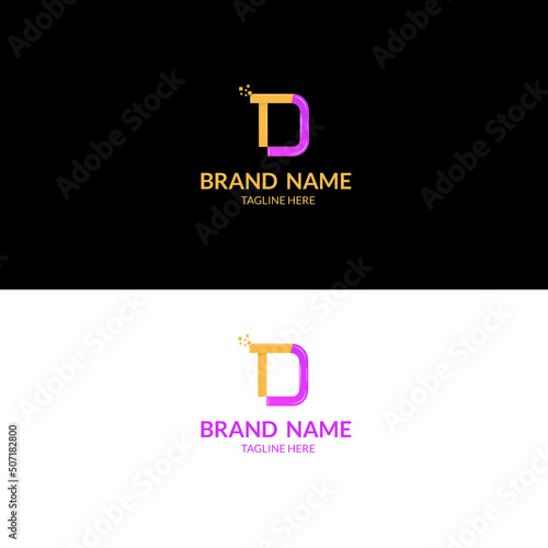 Technology Letter T  And D Logo | Lettering design, Logo design template,