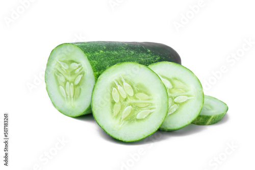 Cucumber isolated. Cucumber on white. Full depth of field. With clipping path