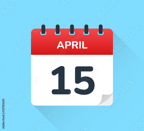 April 15 date on calendar vector