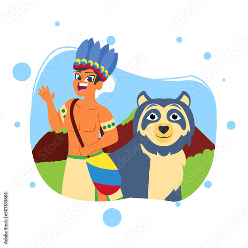 Isolated amazonian indigenous colombian man icon Vector illustration