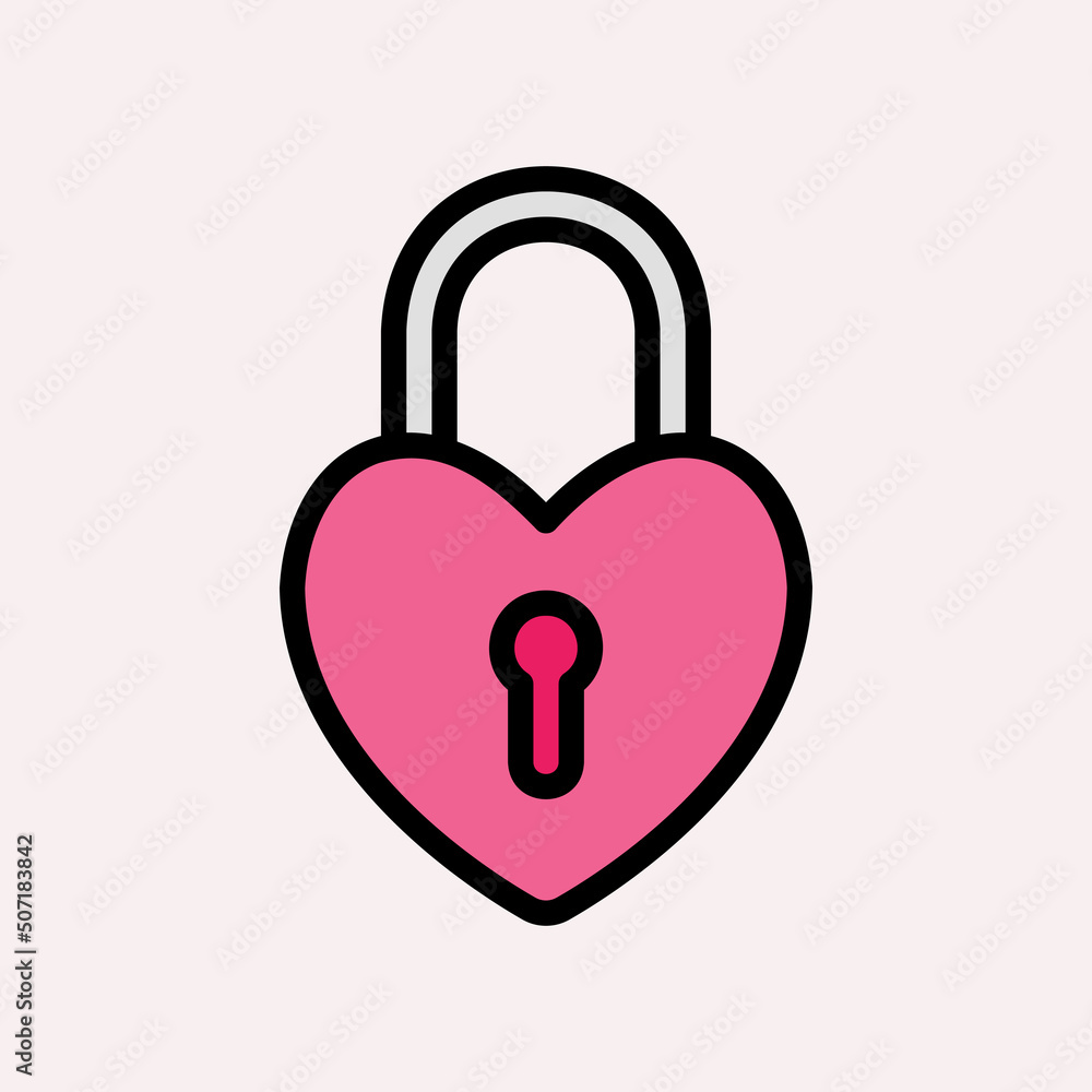 Love padlock icon in flat style, use for website mobile app presentation Love padlock icon in flat style, use for website mobile app presentation