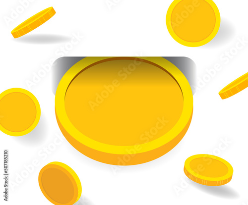 machine that returns the money I spend to the point illustration set. payback, lotto, gold, coin. Vector drawing. Hand drawn style.