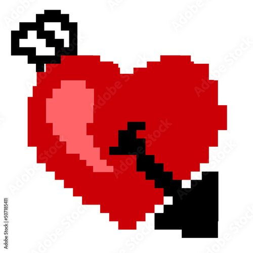 Pixel love with arrow illustration