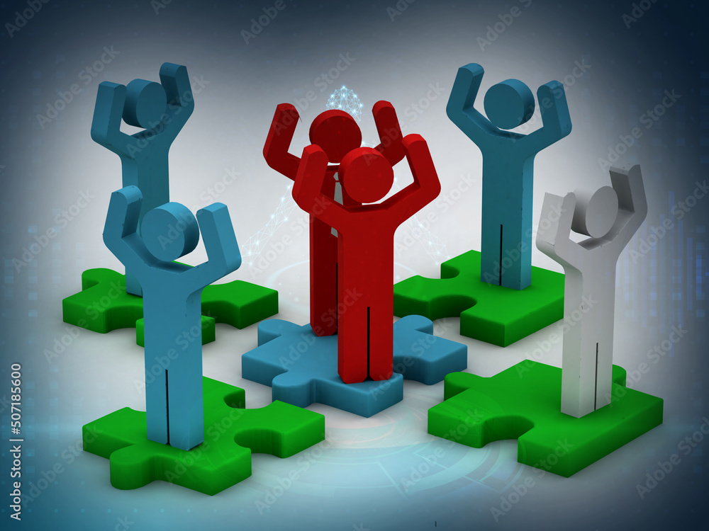 3d illustration peoples in jigsaw puzzle 3d illustration peoples in jigsaw puzzle