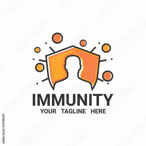 Immunity system logo template. Human immune system vector design. Virus and bacteria illustration.