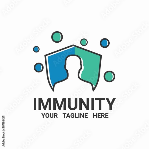 Immunity system logo template. Human immune system vector design. Virus and bacteria illustration.