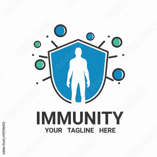 Immunity system logo template. Human immune system vector design. Virus and bacteria illustration.