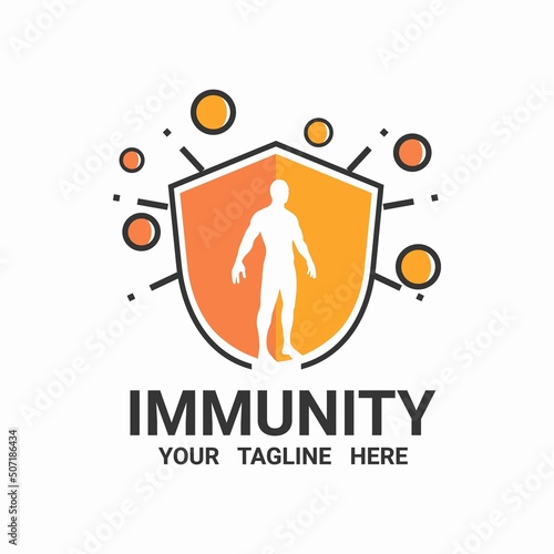 Immunity system logo template. Human immune system vector design. Virus and bacteria illustration.