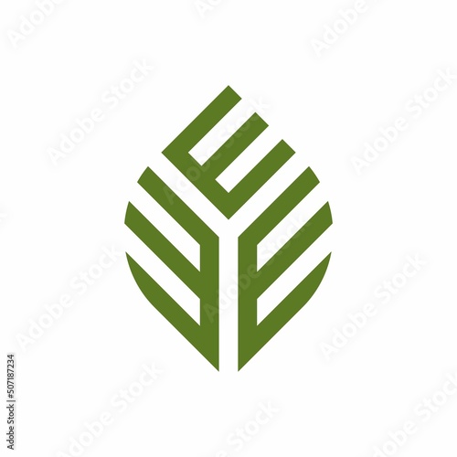 Initial letter EEE abstract leaf logo design symbol