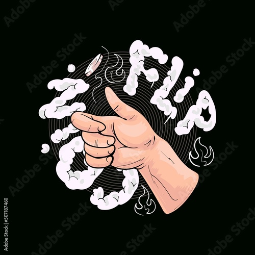 Hand flip on coin Illustration Premium vector