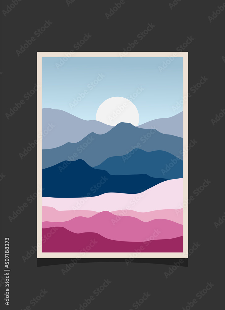Abstract mountain painting, Abstract background, Premium Vector