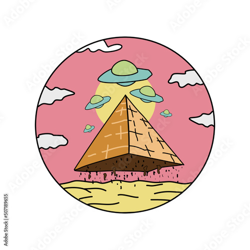 pyramid lifted by flying saucer