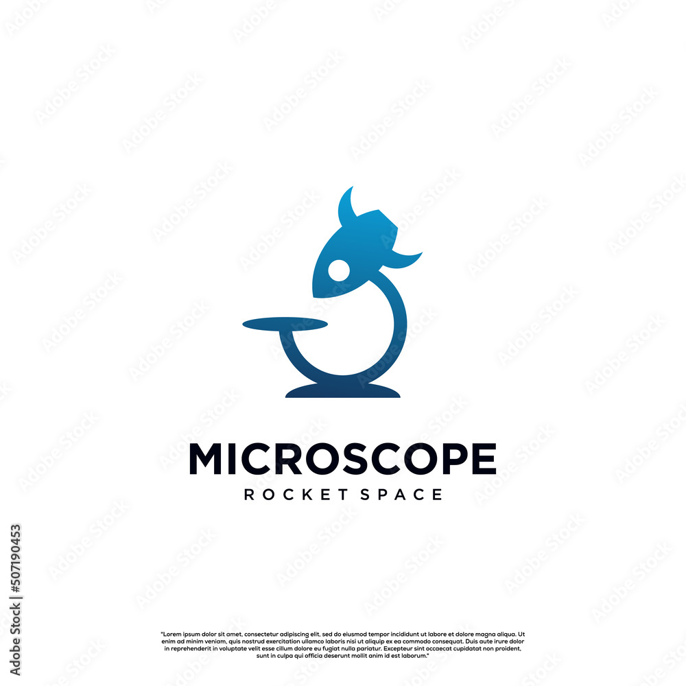 microscope with rocket logo, plane microscope logo icon template microscope with rocket logo, plane microscope logo icon template