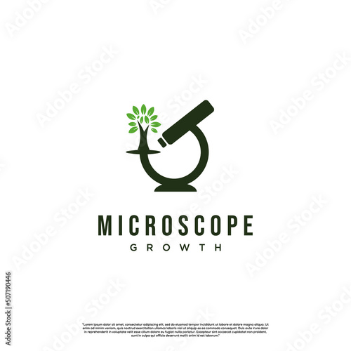 nature microscope logo, microscope with growth tree logo design modern concept