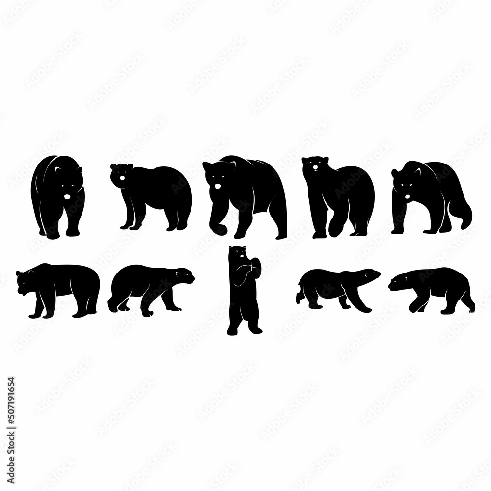 Naklejka premium bear silhouettes on the white background vector illustration 