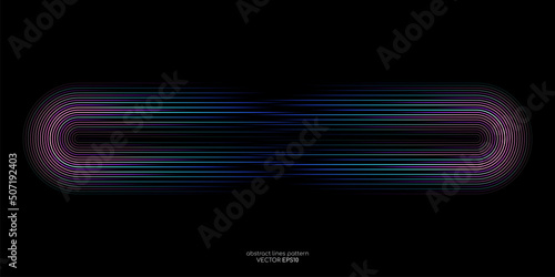 Vector half circle lines flowing dynamic pattern in blue green colors with space for text isolated on black background for header banner in concept of technology, digital, A.I.