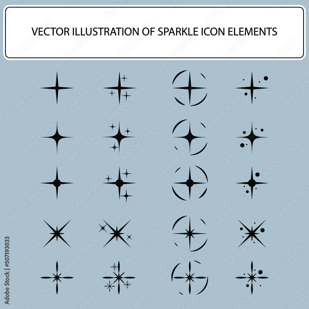 Set of sparkle Illustration Icon design signage element for technology information. Set of sparkle Illustration Icon design signage element for technology information.
