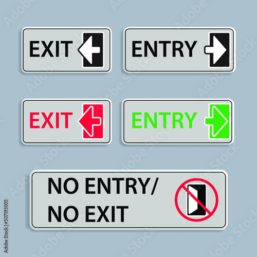 Set of  entrance and exit Illustration Icon design signage element for technology information.