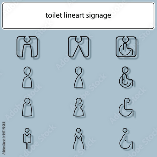 Set of toilet Illustration Icon design signage element for technology information.