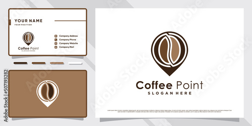 Coffee point icon logo design inspiration with business card template Premium Vector