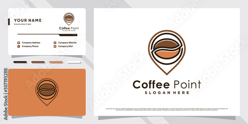 Coffee point icon logo design inspiration with business card template Premium Vector