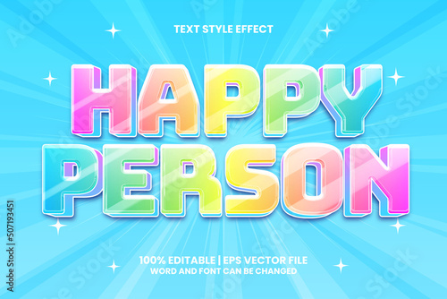Happy Person Editable Text effect 3D Cartoon Style