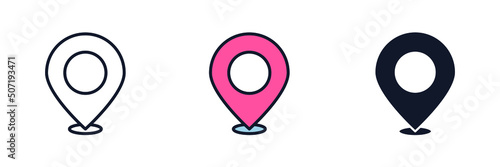 pin location icon symbol template for graphic and web design collection logo vector illustration