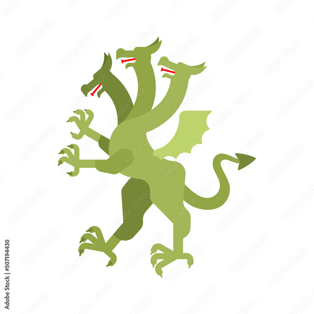 Hydra Heraldic animal. Fantastic Beast. Monster for coat of arms. Heraldry design element.