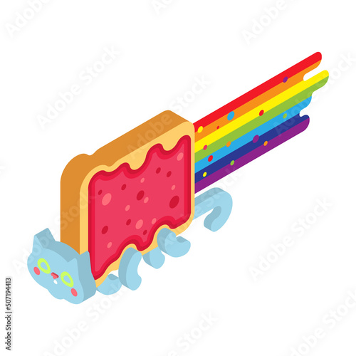 Rainbow cat sandwich isolated. pet Vector illustration
