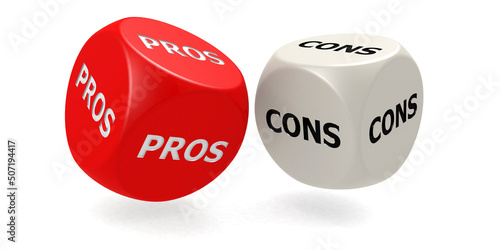 Pros and cons dice isolated