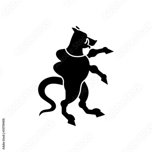 Yppotryll‌‌‌‌‌‌‌‌‌‌‌‌‌‌‌ Heraldic animal silhouette. Ypotryll‌‌‌‌‌‌‌‌‌‌‌‌‌‌‌ Fantastic Beast. Monster for coat of arms. Heraldry design element. © maryvalery